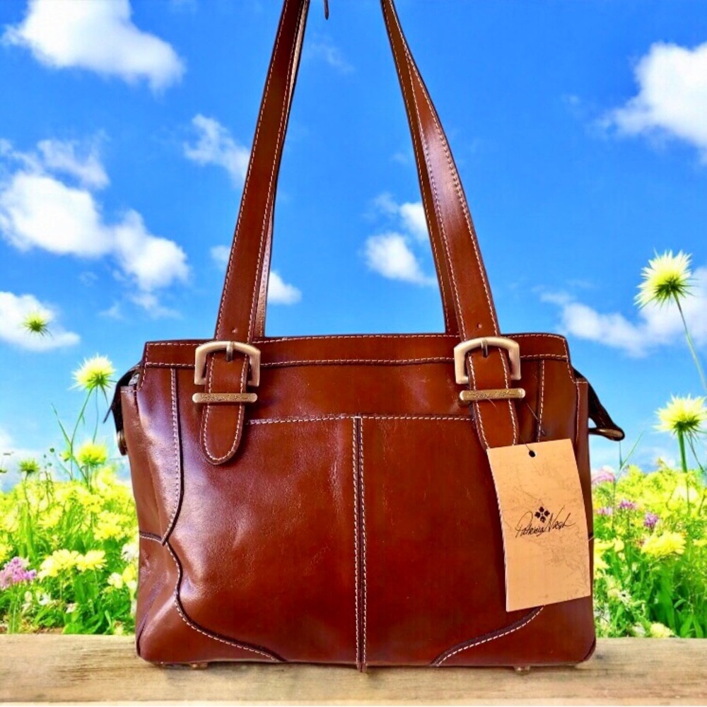 PATRICIA NASH Brown Tooled Leather Shoulder Handbag HELMSLEY New